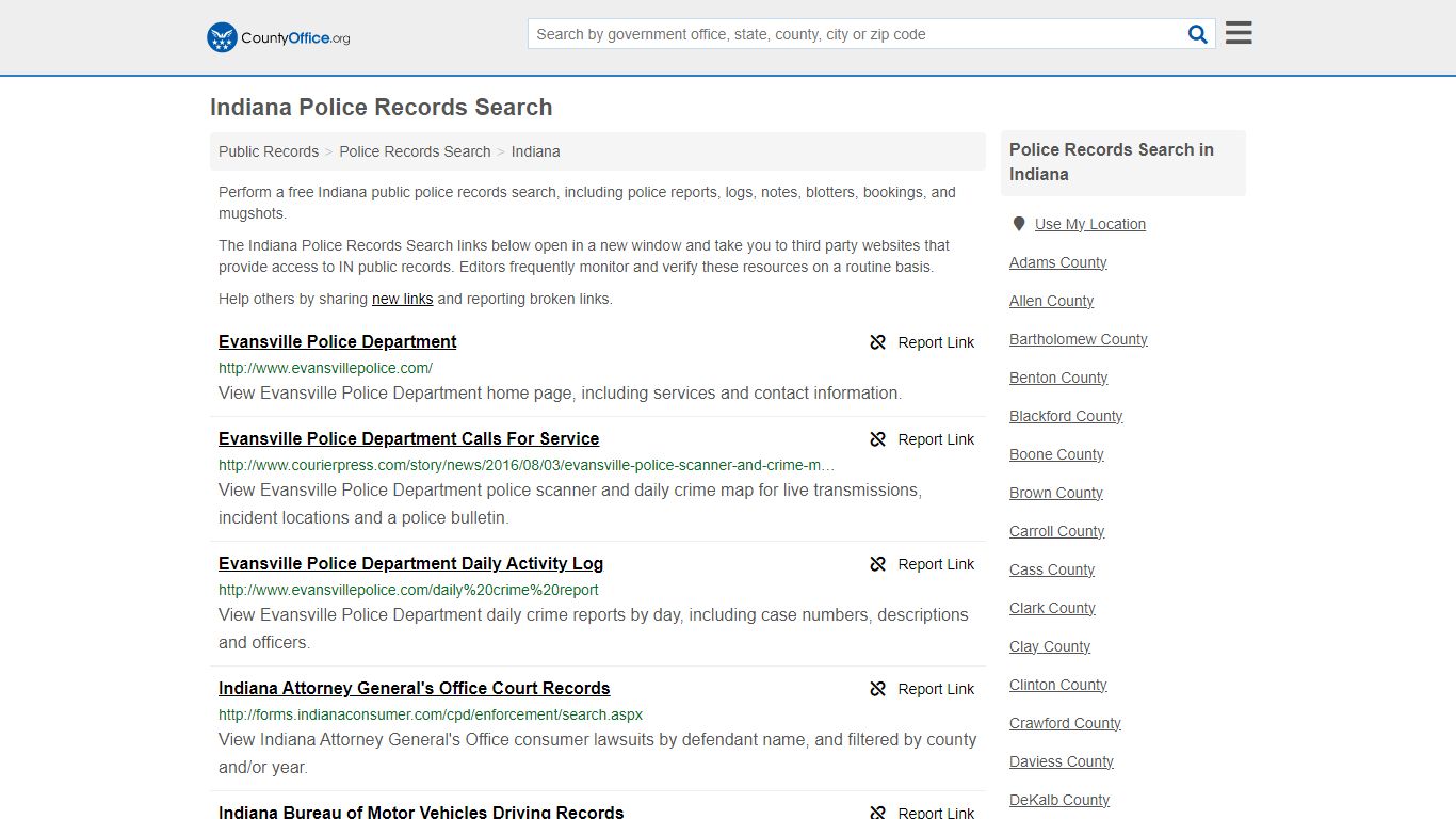 Police Records Search - Indiana (Accidents & Arrest Records)